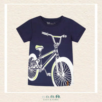 🇨🇦 Deux Par Deux: Organic Cotton Jersey T-Shirt With Bike Print Dark Blue, CoCo & KaBri Children's Boutique, Brooks Alberta Canada