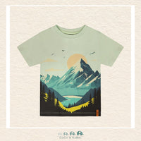 🇨🇦 Deux Par Deux: Organic Cotton Jersey T-Shirt With Mountain Print Sage, CoCo & KaBri Children's Boutique