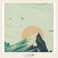 🇨🇦 Deux Par Deux: Organic Cotton Jersey T-Shirt With Mountain Print Sage, CoCo & KaBri Children's Boutique