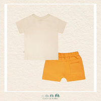 🇨🇦 Deux Par Deux: Organic Cotton T-Shirt And Short Set Beige And Orange, CoCo & KaBri Children's Boutique
