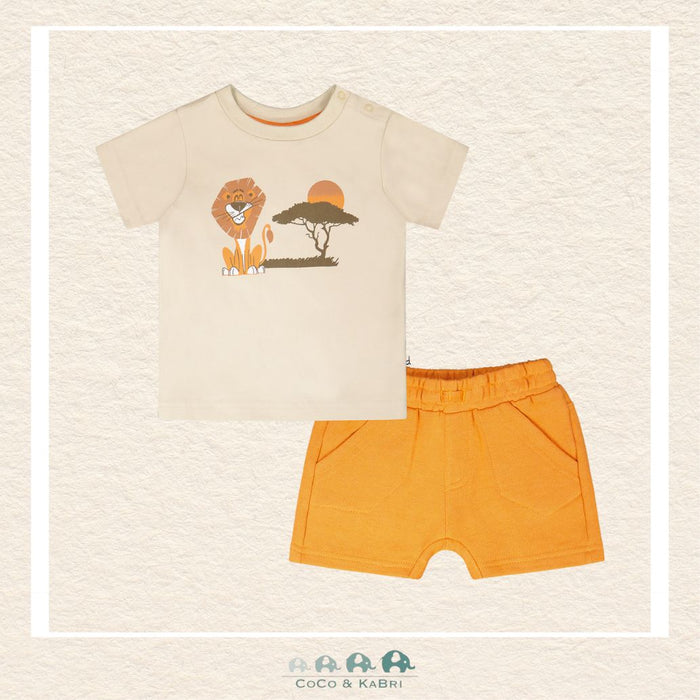 🇨🇦 Deux Par Deux: Organic Cotton T-Shirt And Short Set Beige And Orange, CoCo & KaBri Children's Boutique, Brooks Alberta Canada