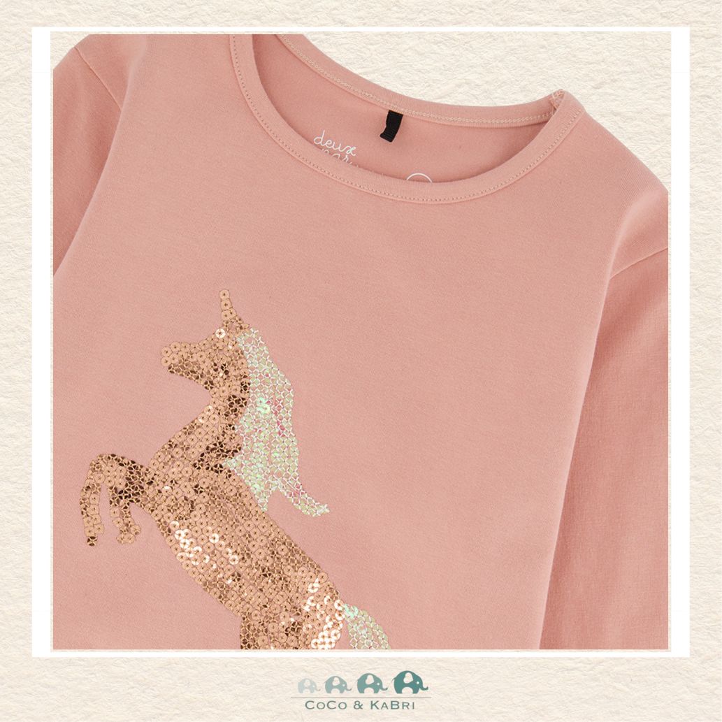 🇨🇦 Deux Par Deux Organic Cotton T-Shirt - Rose Tan Unicorn, CoCo & KaBri Children's Boutique