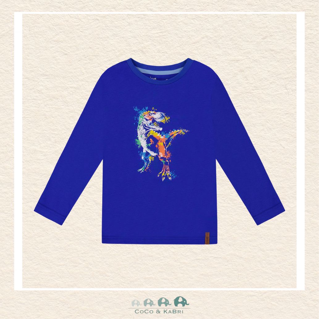 🇨🇦 Deux Par Deux Organic Cotton Tshirt - Nautical Blue Dinosaur, CoCo & KaBri Children's Boutique