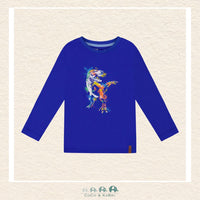 🇨🇦 Deux Par Deux Organic Cotton Tshirt - Nautical Blue Dinosaur, CoCo & KaBri Children's Boutique