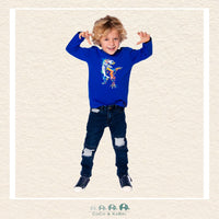🇨🇦 Deux Par Deux Organic Cotton Tshirt - Nautical Blue Dinosaur, CoCo & KaBri Children's Boutique