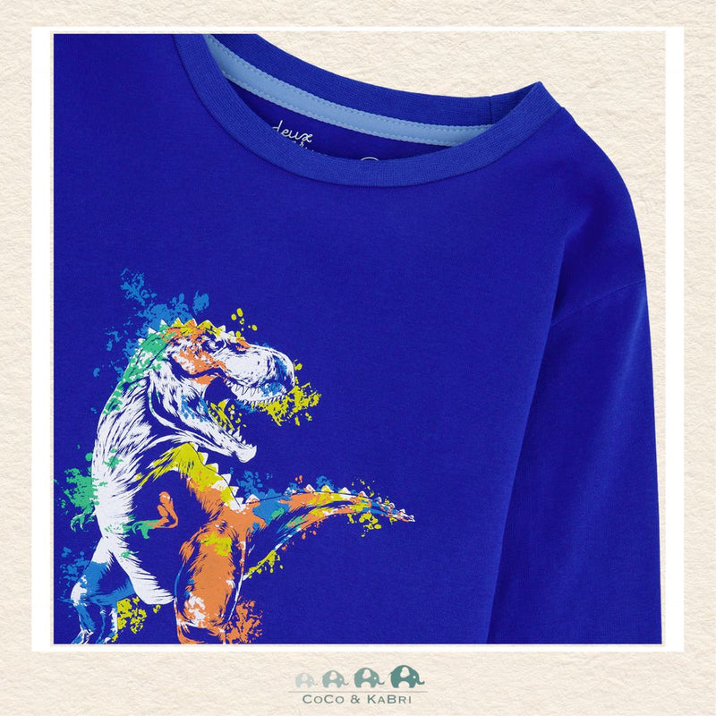 🇨🇦 Deux Par Deux Organic Cotton Tshirt - Nautical Blue Dinosaur, CoCo & KaBri Children's Boutique