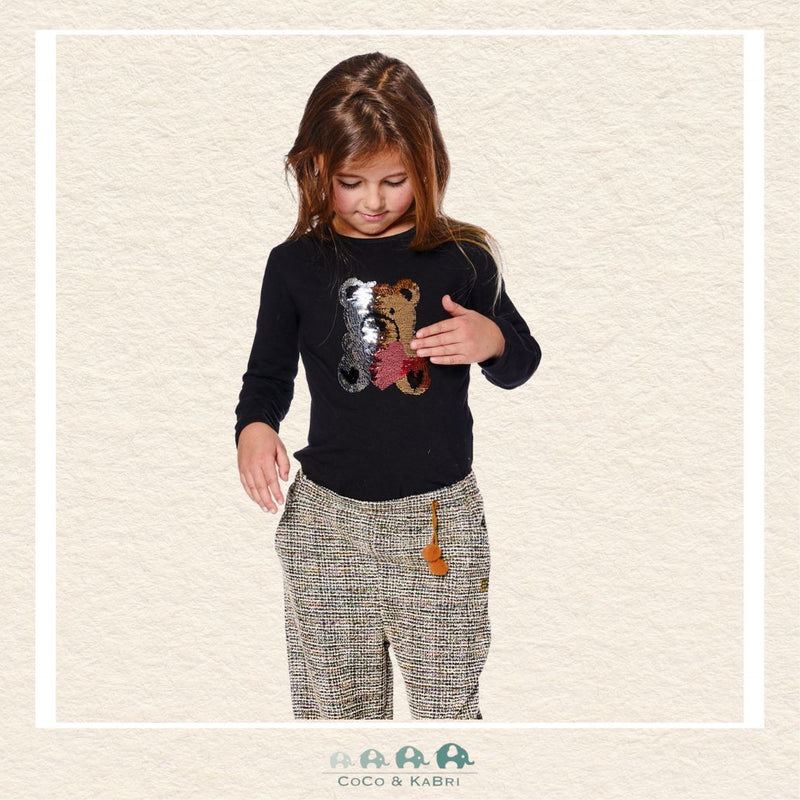 🇨🇦 Deux Par Deux Organic Jersey T-Shirt - Sequin Teddy Bear with Heart, CoCo & KaBri Children's Boutique