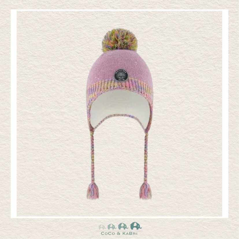 🇨🇦 Deux Par Deux Peruvian Knit Hat Lilac With Multicolor Hearts, CoCo & KaBri Children's Boutique