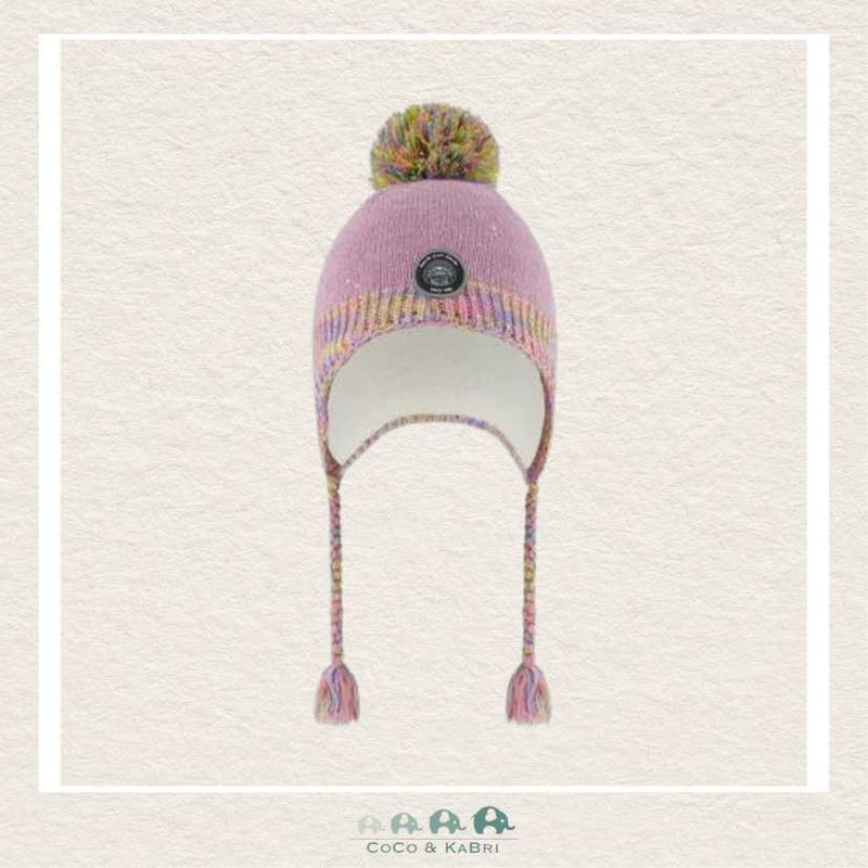 🇨🇦 Deux Par Deux Peruvian Knit Hat Lilac With Multicolor Hearts, CoCo & KaBri Children's Boutique
