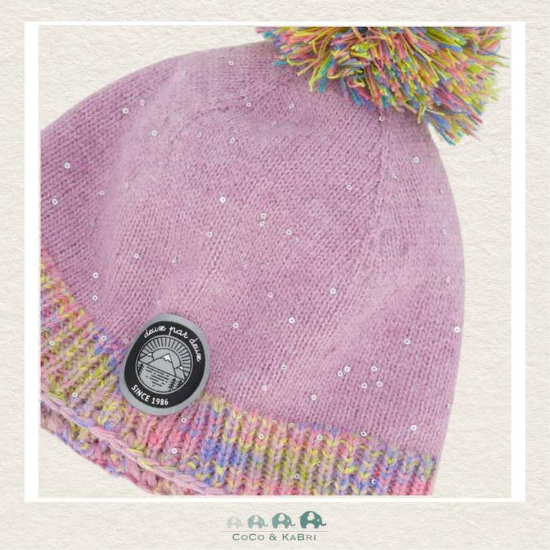 🇨🇦 Deux Par Deux Peruvian Knit Hat Lilac With Multicolor Hearts, CoCo & KaBri Children's Boutique