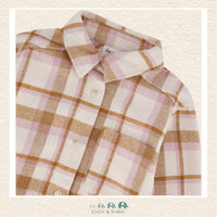 🇨🇦 Deux Par Deux Pink & Brown Plaid Overshirt, CoCo & KaBri Children's Boutique