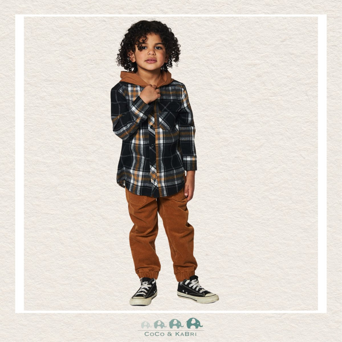 🇨🇦 Deux Par Deux: Plaid Shirt with Jersey Hood, CoCo & KaBri Children's Boutique