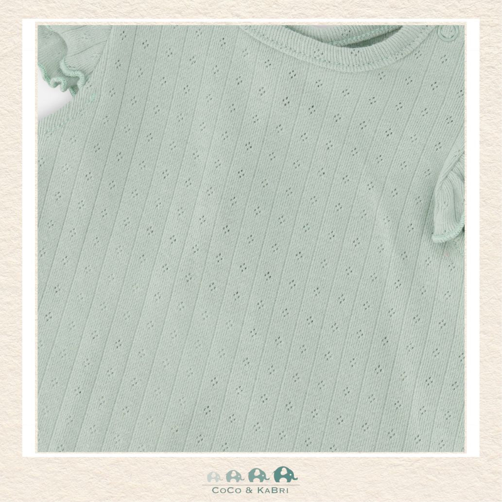 🇨🇦 Deux Par Deux: Pointelle Top and Organic Cotton Jersey Short Set Green and Peach Deer Print, CoCo & KaBri Children's Boutique