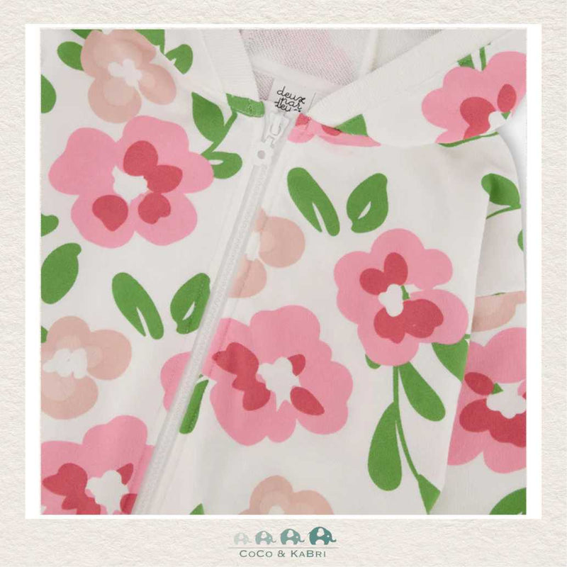 🇨🇦 Deux Par Deux Printed French Terry Zip Up Hoodie (Floral), CoCo & KaBri Children's Boutique