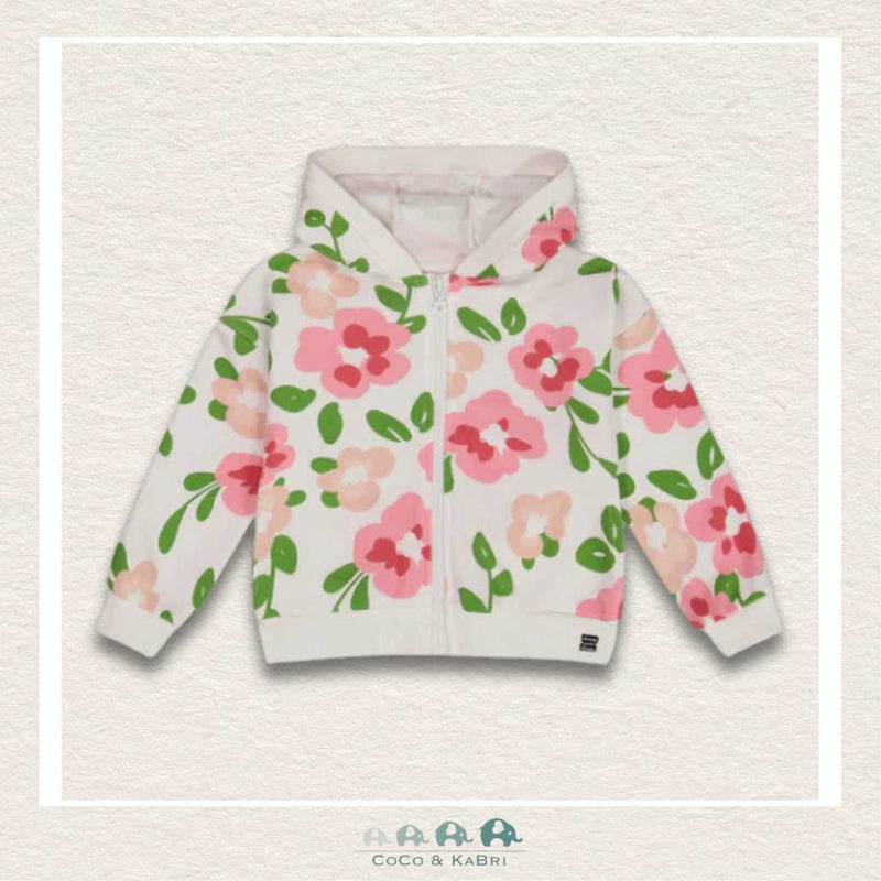 🇨🇦 Deux Par Deux Printed French Terry Zip Up Hoodie (Floral), CoCo & KaBri Children's Boutique