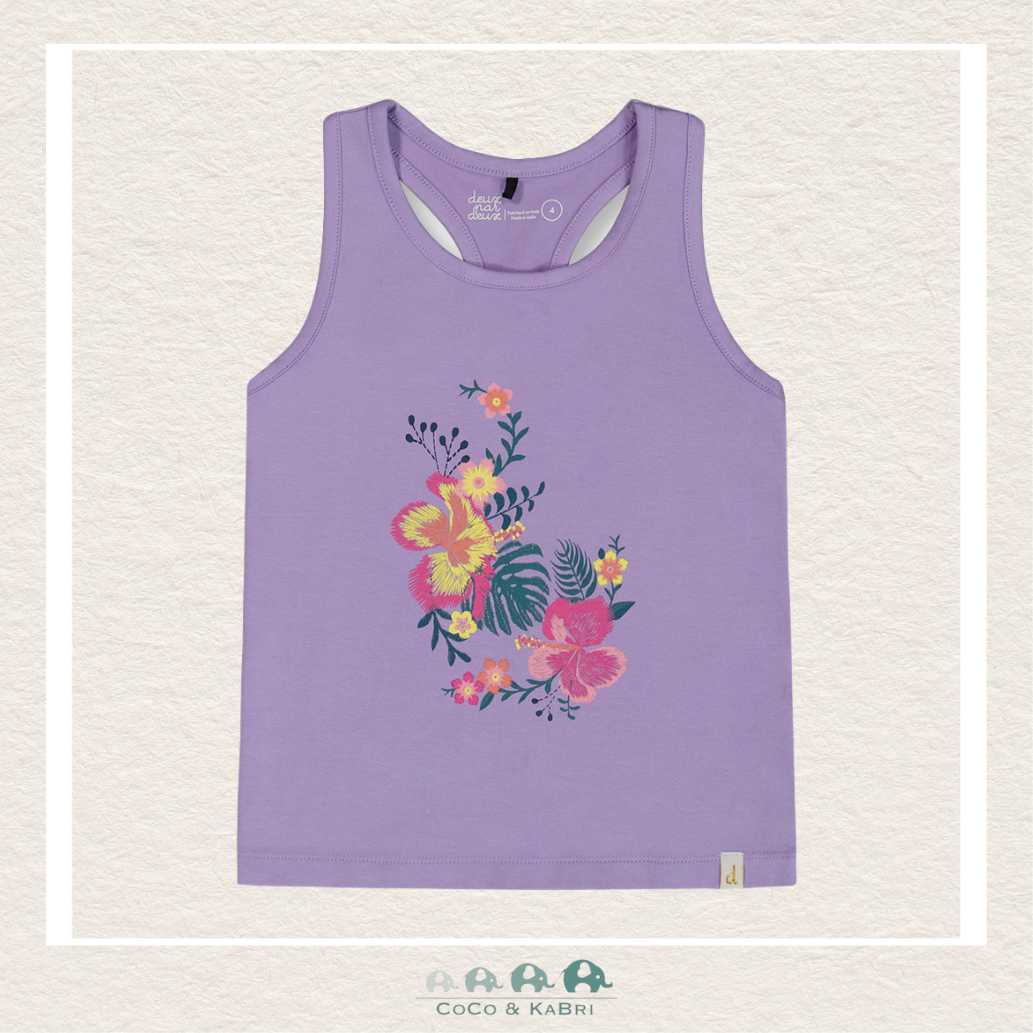 🇨🇦 Deux Par Deux Printed Organic Jersey Lavender Tank Top, CoCo & KaBri Children's Boutique