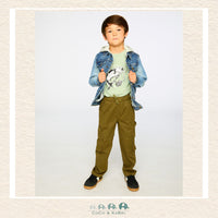 🇨🇦 Deux Par Deux: Stretch Twill Carpenter Pants Dark Khaki Green, CoCo & KaBri Children's Boutique