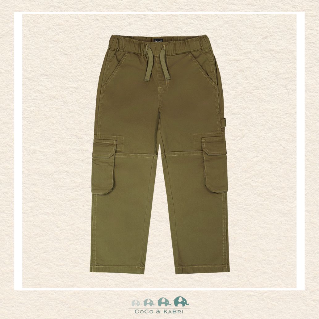 🇨🇦 Deux Par Deux: Stretch Twill Carpenter Pants Dark Khaki Green, CoCo & KaBri Children's Boutique