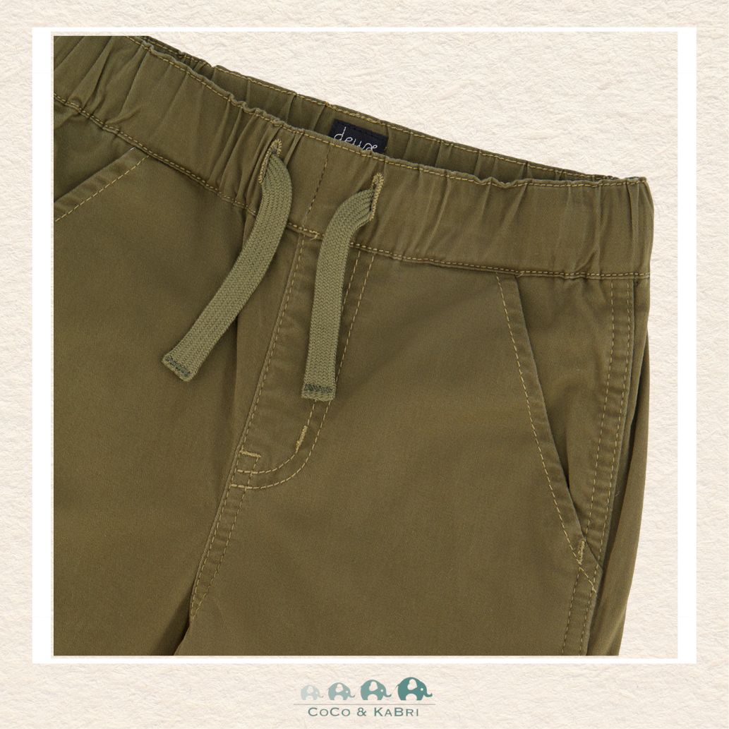 🇨🇦 Deux Par Deux: Stretch Twill Carpenter Pants Dark Khaki Green, CoCo & KaBri Children's Boutique