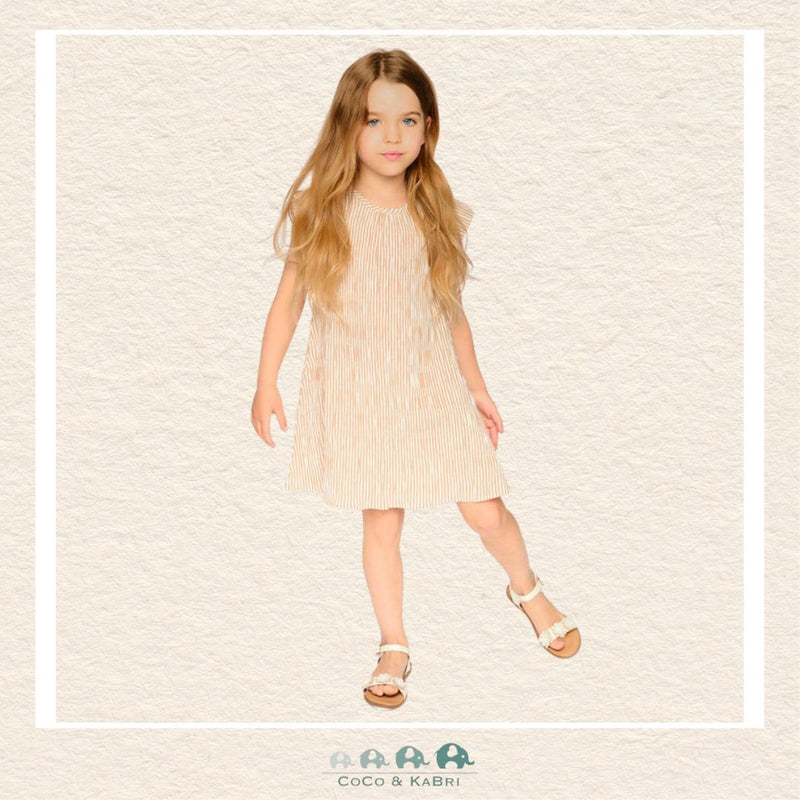 Deux Par Deux: Striped Dress Off White And Sand, CoCo & KaBri Children's Boutique