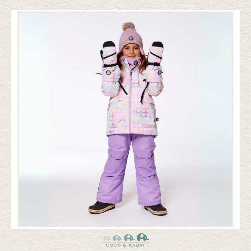 🇨🇦 Deux Par Deux Technical Mittens Lilac Printed Hearts, CoCo & KaBri Children's Boutique