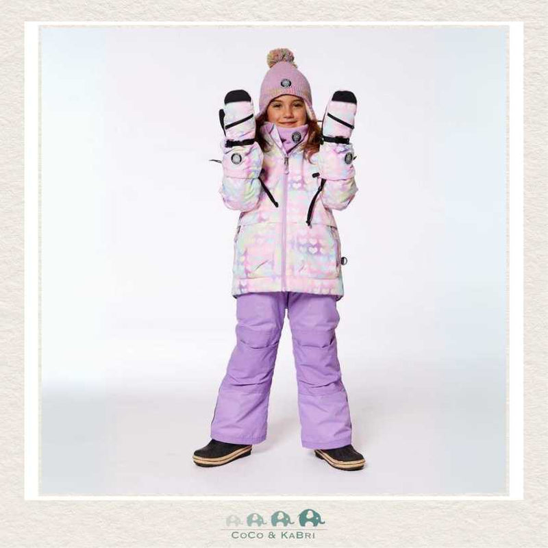 🇨🇦 Deux Par Deux Technical Mittens Lilac Printed Hearts, CoCo & KaBri Children's Boutique