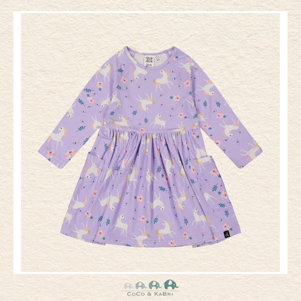 🇨🇦 Deux Par Deux Unicorn Dress With Pockets, CoCo & KaBri Children's Boutique