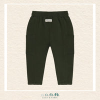 Back view of the En Fant Baby Boy Kombu Green Sweatpants showing the clean, professional construction and the deep, nature-inspired tonal hue