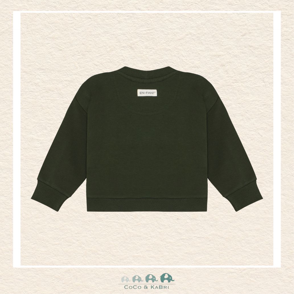Back view of the En Fant Baby Girl Green Sweatshirt showing the clean, professional construction and the soft, nature-inspired tonal hue