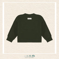 Back view of the En Fant Baby Girl Green Sweatshirt showing the clean, professional construction and the soft, nature-inspired tonal hue
