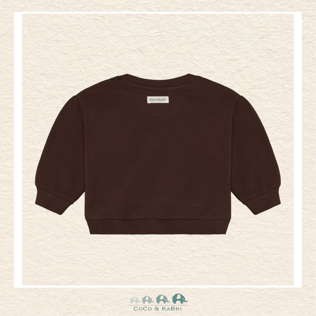Back view of the En Fant Baby Girl Mahogany Sweatshirt showing the clean neckline and the deep, sophisticated earthy tone of the knit