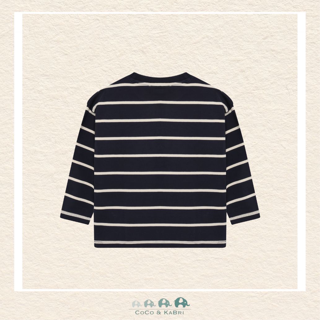 Back view of the En Fant Boys' Stripe Sweatshirt showing the clean, professional finish and the effortless drape of the oversized cut
