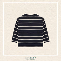 Back view of the En Fant Boys' Stripe Sweatshirt showing the clean, professional finish and the effortless drape of the oversized cut