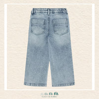 Back view of the En Fant Girl's Wide Leg Denim showing the clean back pocket design and the modern, fashion-forward cut