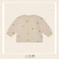 Back view of the Dachshund sweatshirt showing the consistent whimsical print and the high-quality stitching across the shoulders and hem