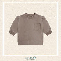 Front view of the Fixoni baby boy sweatshirt in a rich earthy brown, featuring a classic pullover design and a soft, comfortable crew neckline