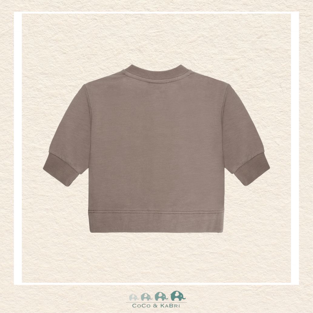Back view of the Fixoni brown sweatshirt showing the clean, minimalist finish and high-quality stitching designed for lasting durability