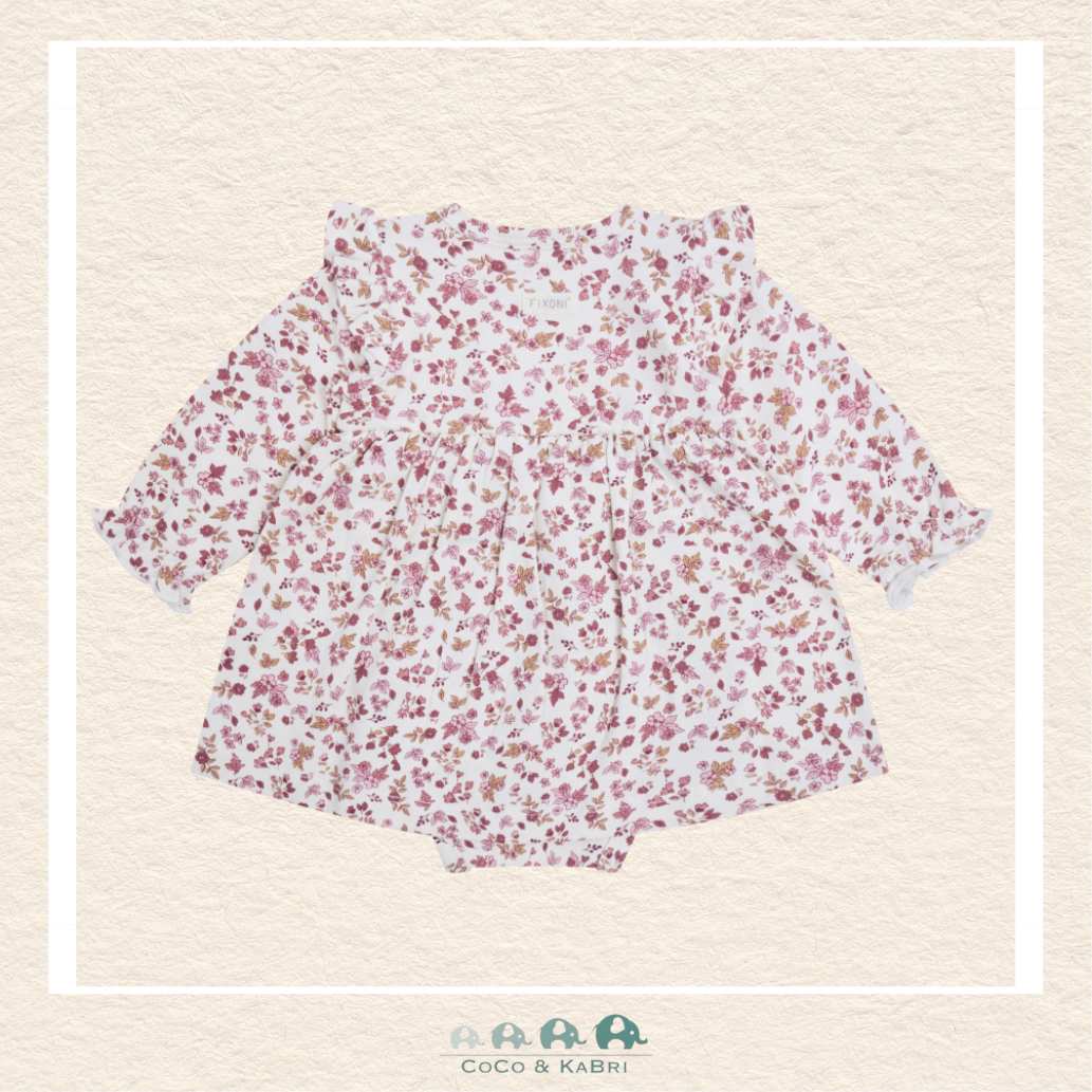 Back view of the nostalgia rose floral dress showcasing the high-quality European tailoring and the comfortable, relaxed fit through the skirt