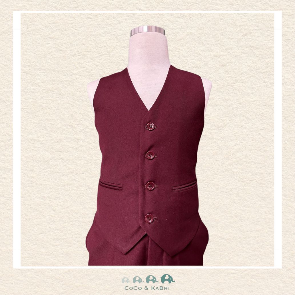 Fouger Suit: Three Piece (Jacket, Vest & Pant) - Burgandy, CoCo & KaBri Children's Boutique
