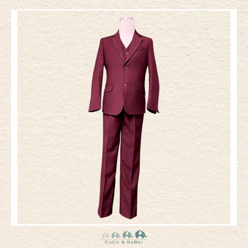Fouger Suit: Three Piece (Jacket, Vest & Pant) - Burgandy, CoCo & KaBri Children's Boutique
