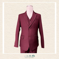 Fouger Suit: Three Piece (Jacket, Vest & Pant) - Burgandy, CoCo & KaBri Children's Boutique