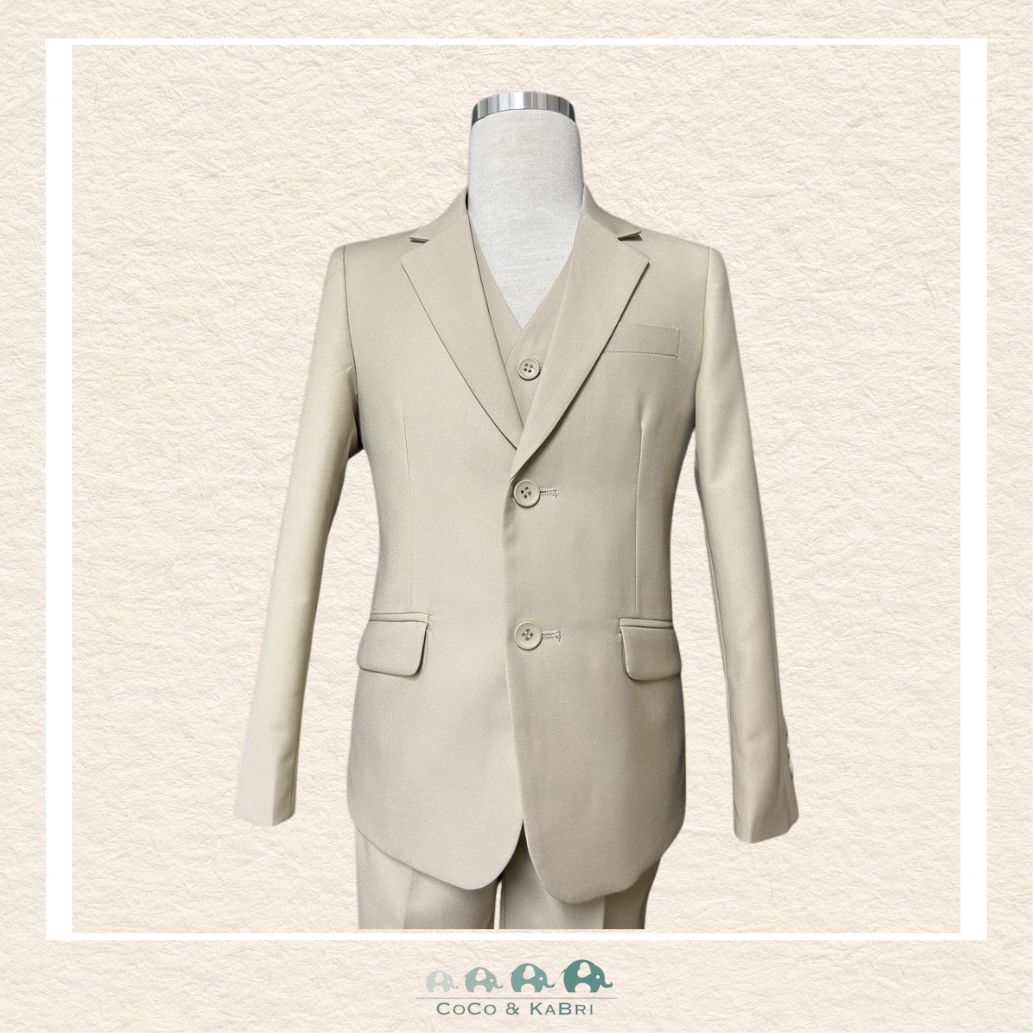 Fouger Suit: Three Piece (Jacket, Vest & Pant) - Khaki Size 10, CoCo & KaBri Children's Boutique