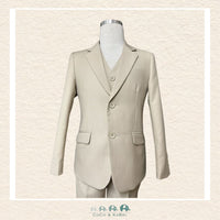 Fouger Suit: Three Piece (Jacket, Vest & Pant) - Khaki Size 10, CoCo & KaBri Children's Boutique
