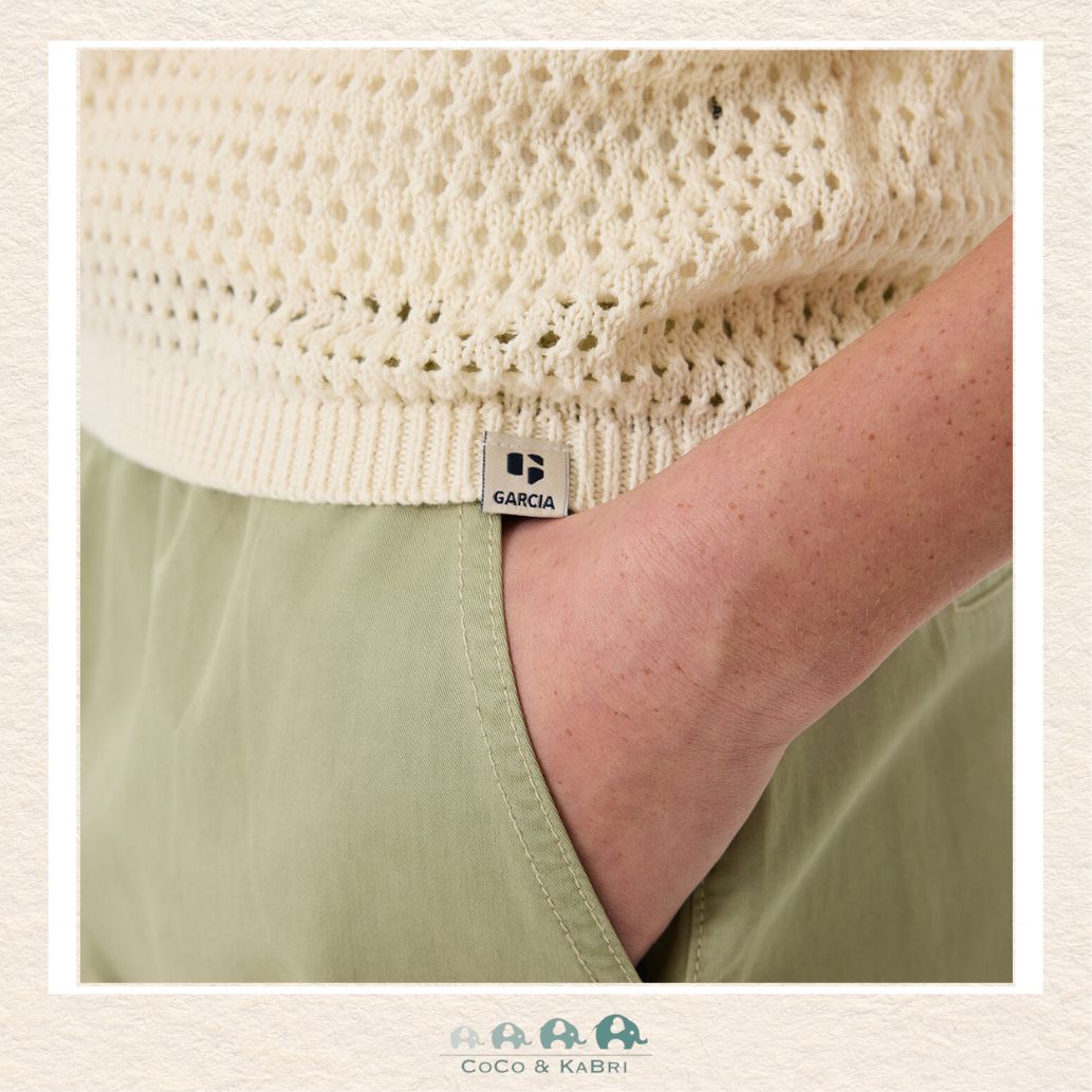 Garcia: Girls White Pullover, Close up of Garcia Logo, CoCo & KaBri Children's Boutique, Canada