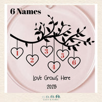 Glass Ornament - Family Tree Love Grows Here (3 - 9 Names) (Made To Order), CoCo & KaBri Children's Boutique