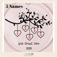 Glass Ornament - Family Tree Love Grows Here (3 - 9 Names) (Made To Order), CoCo & KaBri Children's Boutique
