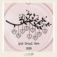 Glass Ornament - Family Tree Love Grows Here (3 - 9 Names) (Made To Order), CoCo & KaBri Children's Boutique