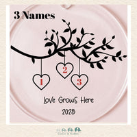 Glass Ornament - Family Tree Love Grows Here (3 - 9 Names) (Made To Order), CoCo & KaBri Children's Boutique