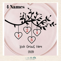 Glass Ornament - Family Tree Love Grows Here (3 - 9 Names) (Made To Order), CoCo & KaBri Children's Boutique
