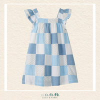 Back view of the Hatley Girls' Patches Dress showing the clean neckline finish and the professional, double-stitched hem for durable play